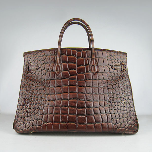 Replica Hermes Birkin 40CM Crocodile Veins Leather Bag Dark Coffee 6099 Online - Click Image to Close